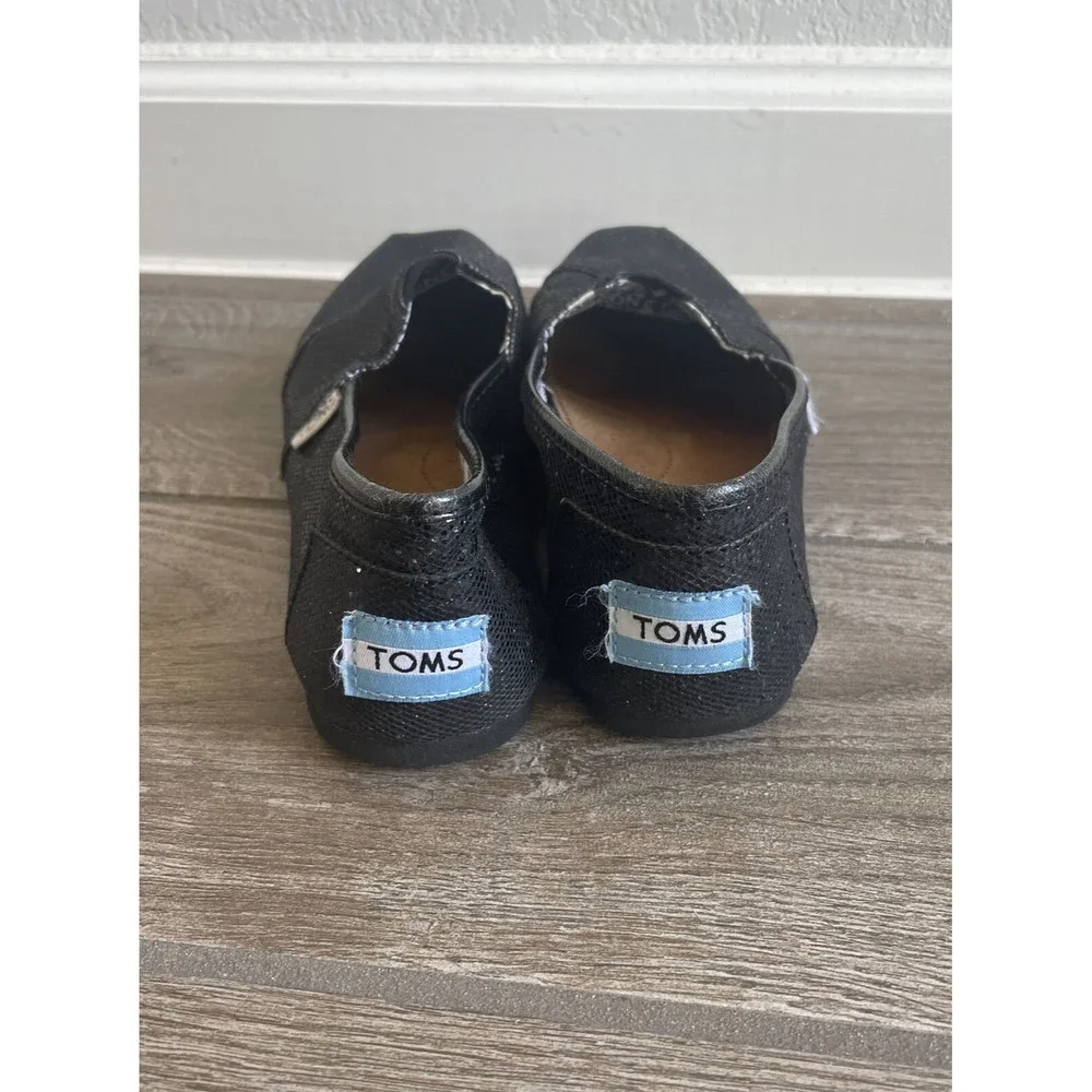 Toms Black Sequins Shoes Size Y3.5 Comfort Flats One for One